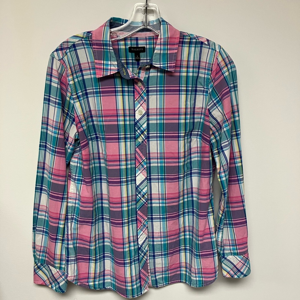 Talbots women’s Multicolor Plaid Shirt, S